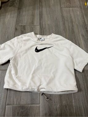 Nike Off-White Crewneck Tee with Black Swoosh
